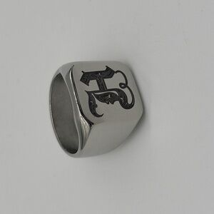 304- Stainless Steel Handmade Men's Ring Letter H Engraved Size 9 NWT